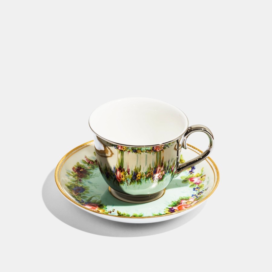 Bone China Richard Brendon | Coalport Saucer, C.1850 And Reflect Platinum Teacup