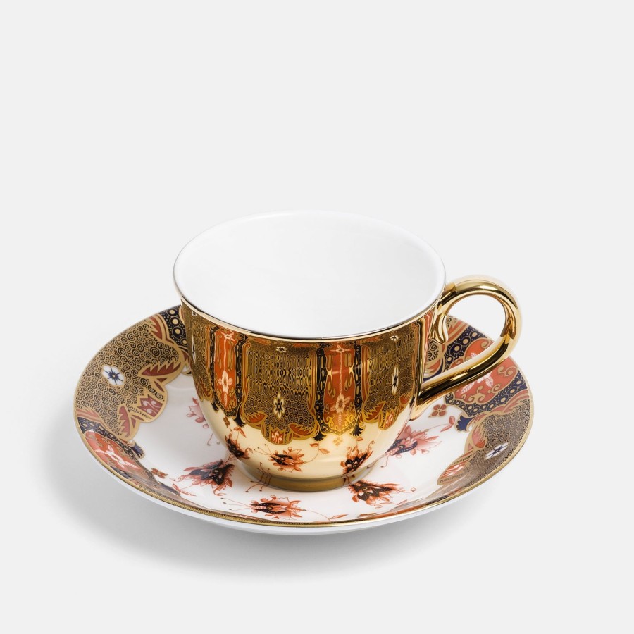 Bone China Richard Brendon | V&A Dragon Flower Reflect Gold Teacup And Saucer Set