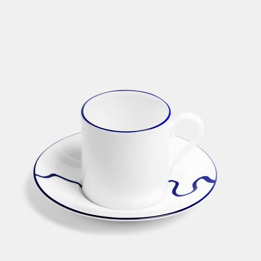 Bone China Richard Brendon | Straight Espresso Cup And Saucer - River