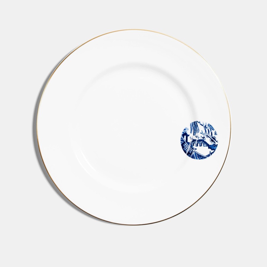 Bone China Richard Brendon | Rimmed Dinner Plate (27Cm) - Details From Willow