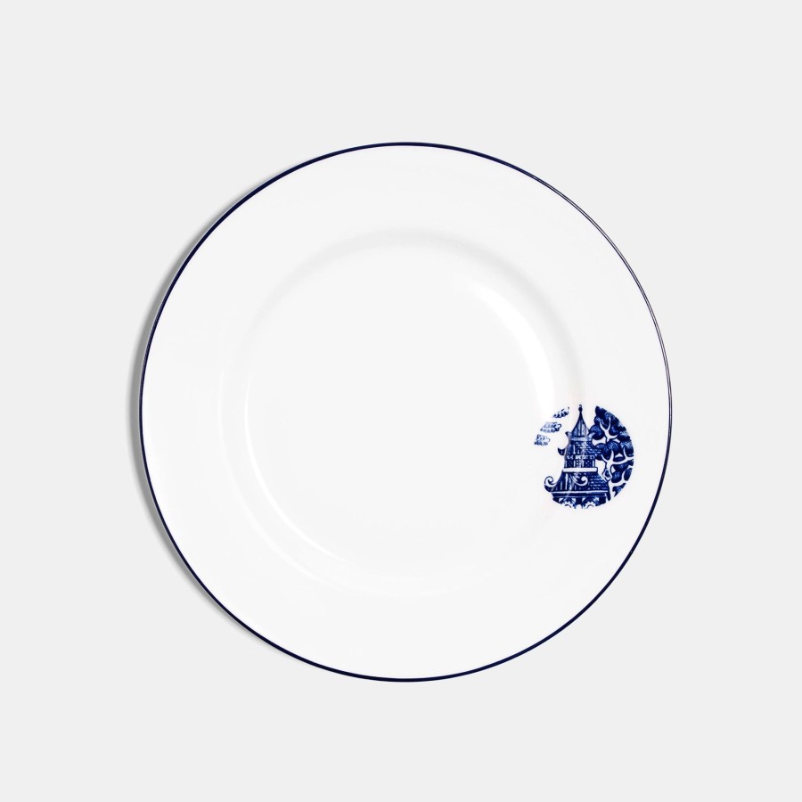 Bone China Richard Brendon | Rimmed Side Plate (23Cm) - Details From Willow